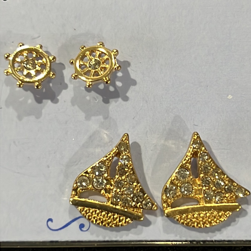Gold nautical earrings